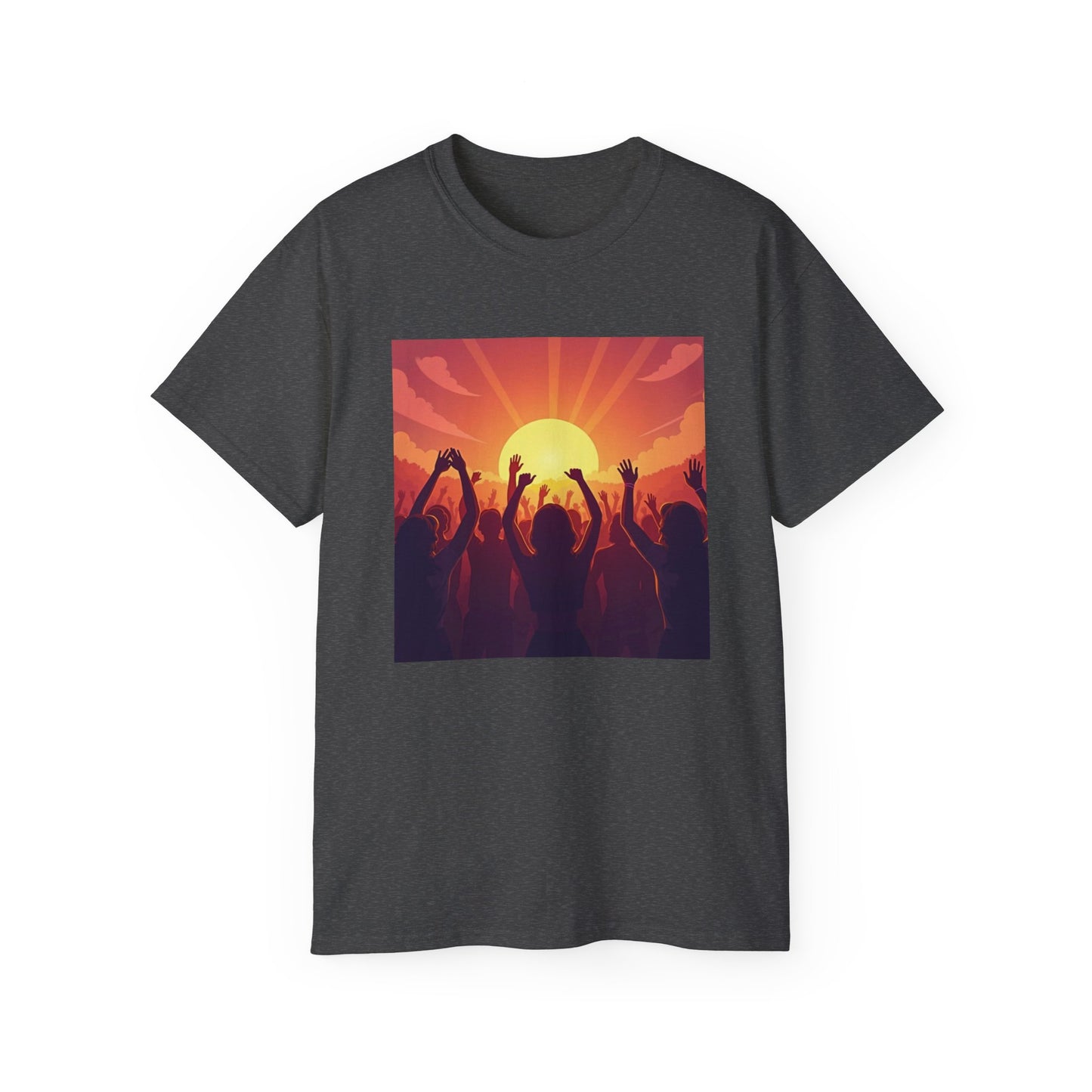 Festival T-Shirt | Sunset Celebration | Vibrant Energy Tee | Festival Vibes | Cosmic Glow | Crowd At Festival
