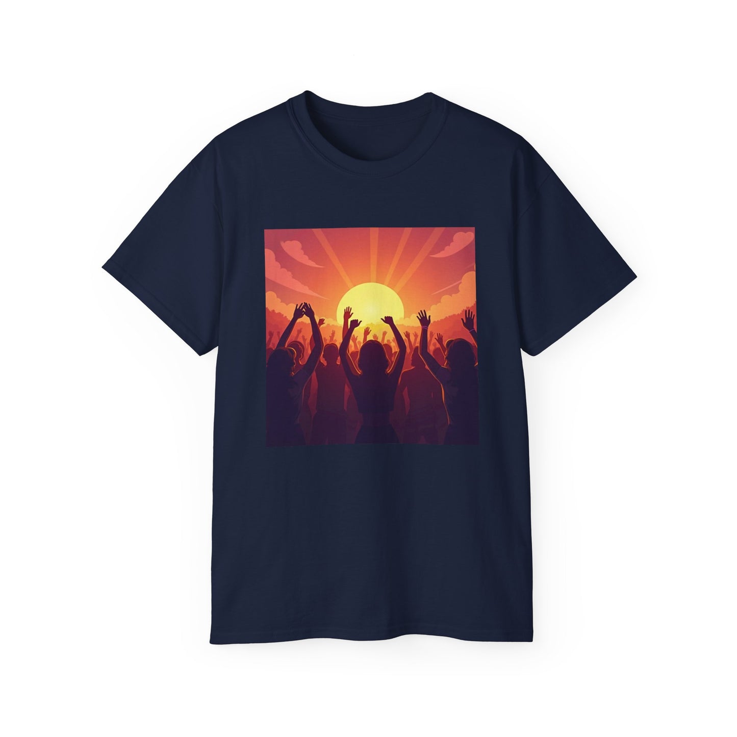 Festival T-Shirt | Sunset Celebration | Vibrant Energy Tee | Festival Vibes | Cosmic Glow | Crowd At Festival