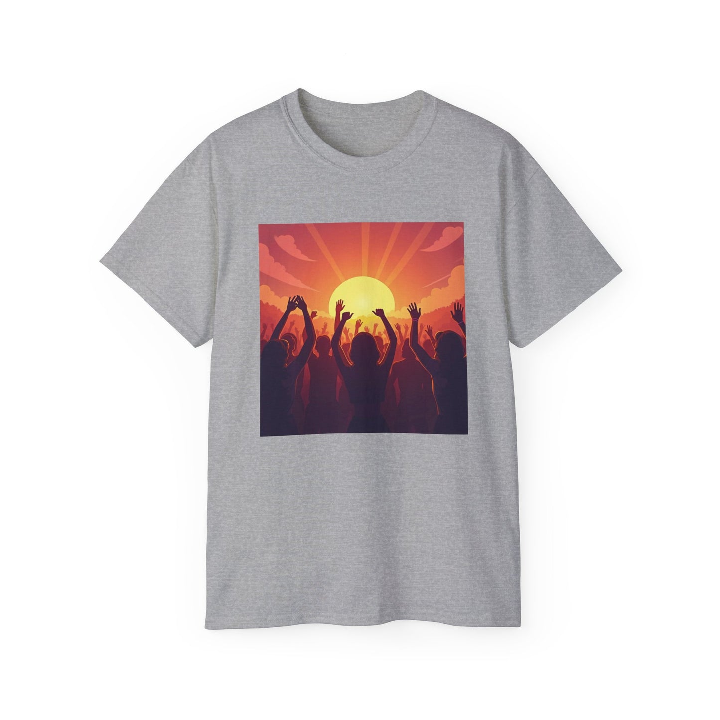 Festival T-Shirt | Sunset Celebration | Vibrant Energy Tee | Festival Vibes | Cosmic Glow | Crowd At Festival